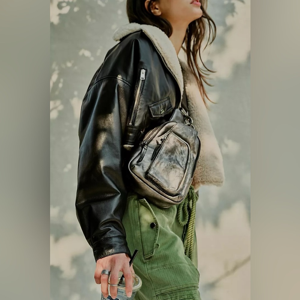 Free People Metallic Silver Mini Crossbody Bag